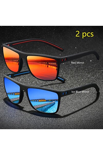 Choice11 RedMirror-IceBlue 2PCS Fashion Vintage Check Pattern Sunglasses For ...