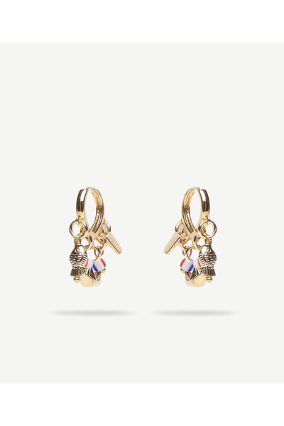 Yargıcı Charm Detailed Hoop Earrings