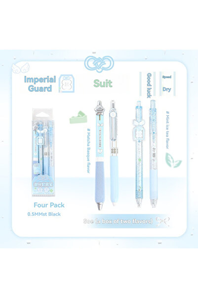 Choice3 Blue 4pcs Good Luck Gel Pens Set Sweety Japanese Style 0.5mm Ballpoin...