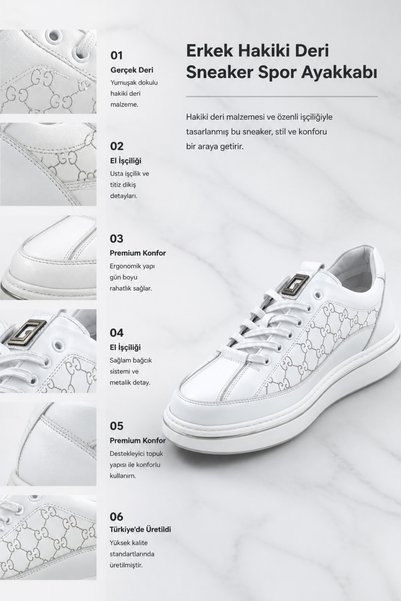 PATRICK CASSA Men's Genuine Leather Sneaker Sports Shoes
