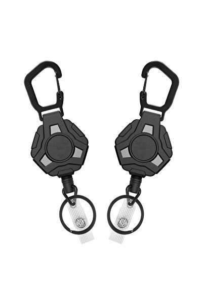 Choice Black 2pcs Fishing Retractable Anti-Lost Pull Keychain Badge Keeper Me...