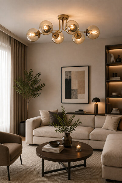 Apliqa Tanyer 6Lı Eskitme Modern Sarkıt Yatak odası Salon Avize