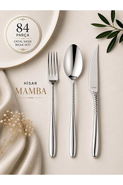 ŞİRİN VALENT HOME Hi̇sar Mamba 84 Piece Fork Spoon Knife Set