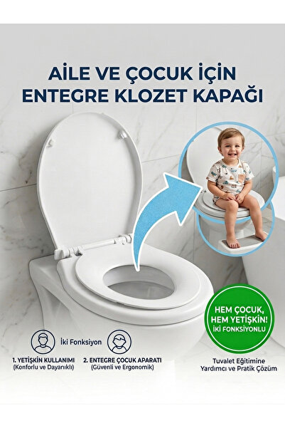 Saban Beyaz, Yetişkin ve Çocuk Klozet Kapağı – Söküp Takılabilir Çocuk Adaptö...