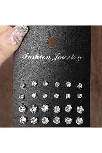 Choice style 2 12pairs Fashionable Minimalist Cubic Zirconia Sparkly Earrings...