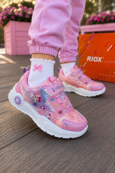 ALTUNTAŞ Girls' Velcro Non-Slip Sole Casual Sports Shoes School Shoes