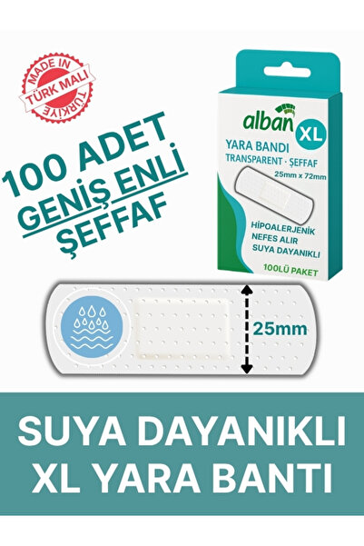 Alban Şeffaf Yara Bandı 25mm X 72mm 100 Lü Paket