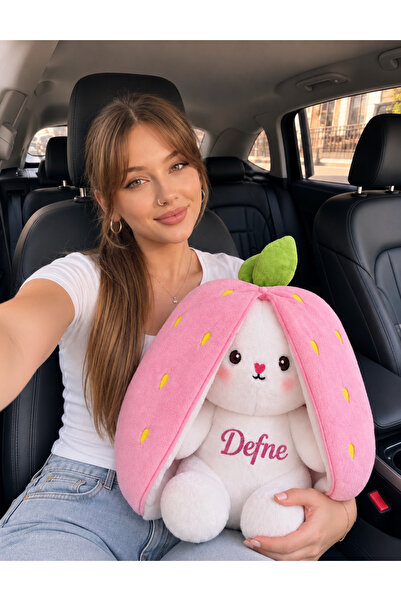Tosbiş [ KİŞİYE ÖZEL İSİMLİ ] Pembe Çilek Tavşan Sevgiliye Özel Hediye 55 cm ...