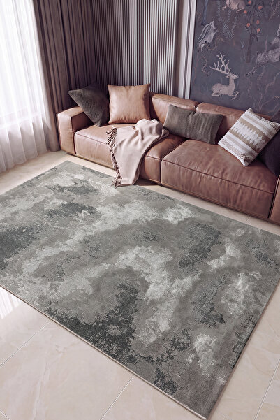 Cool Halı Moresco Gri Antrasit Soyut Desenli Abstract Oturma Odası Salon Halı...