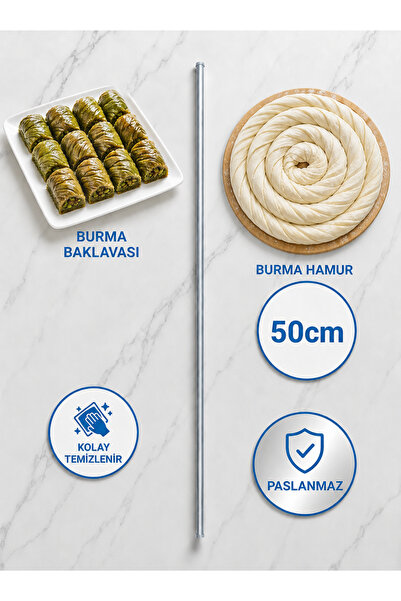 HARFA TİCARET 2'Lİ PASLANMAZ İNCE BURMA OKLAVASI (75-50CM)