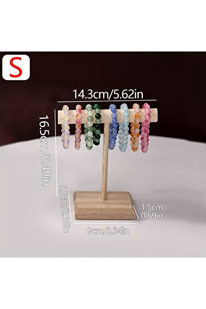 Choice wood(S) 1pc Wooden Bead Storage Rack - T-Shaped Display Stand for Brac...