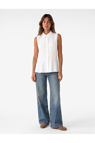 Koton Viscose Textured Fabric Lightweight Peplum Cut Sleeveless Shirt