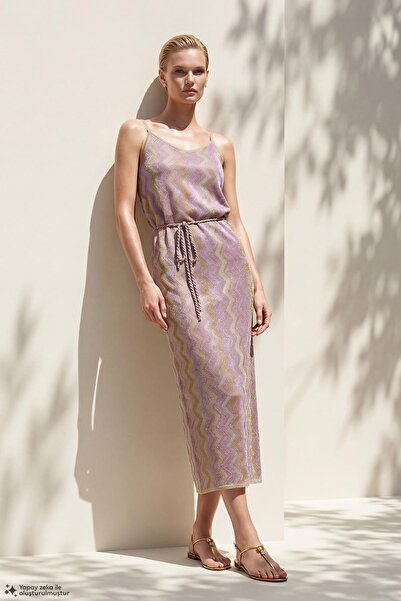 JOIN US Degaje Collar Pink Midi Dress