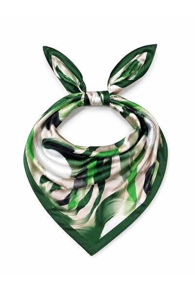 Axesoire 15419 Yeşil Batik Desenli Bandana Fular 70x70 cm