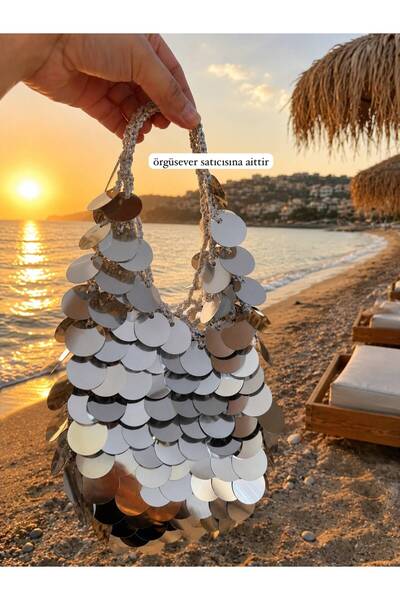 Generic Brand Sequined Net Bag Silver
