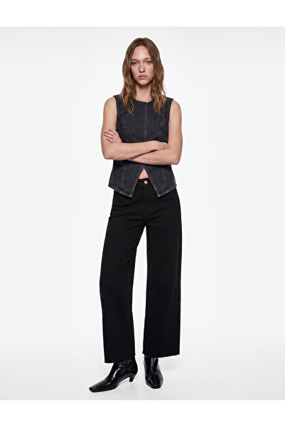 Koton Cepli Rahat Kalıp Kesik Paça Yüksek Bel Jean Pantolon - Culoette Jean