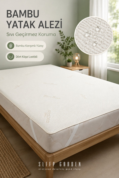 Sleep Garden Saltea din bambus, rezistentă la lichide, cu husă elastică în pa...