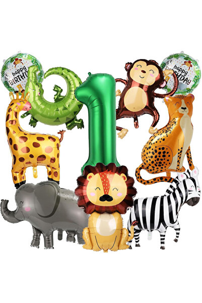 Choice Other Style 1 10 Jungle Wild Animal Balloons, Cute Jungle Theme Zoo Pa...
