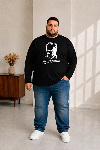 sngl tekstil Erkek Büyük Beden Uzun Kollu Atatürk Baskılı T-shirt 3xl 4xl 5xl...