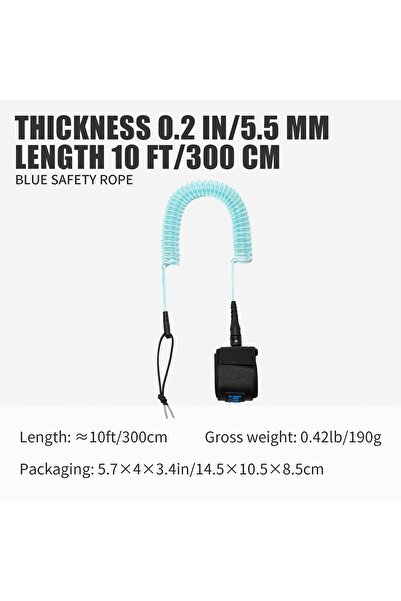 Choice7 Blue KOETSU SUP Paddle Board Leash 10FT 5.5 mm/0.22 in TPU Material S...
