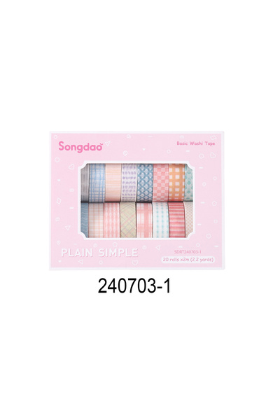 Choice1 240703-1 Simple Washi Tape Set 20 Rolls, Aesthetic Pastel Floral Deco...