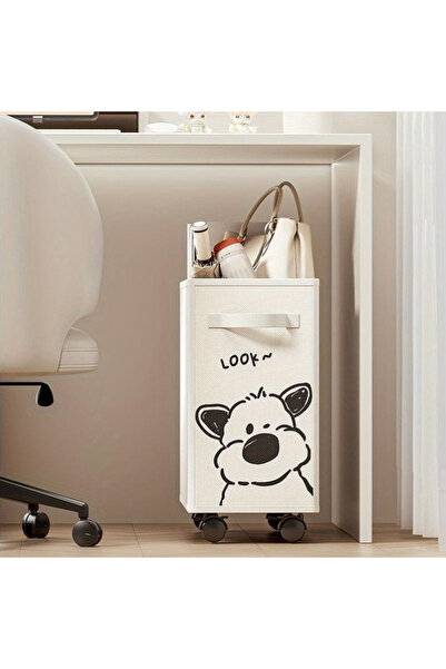 Choice white 1pc Cute Dog Design Wheeled Mobile Storage Cart - Detachable Off...