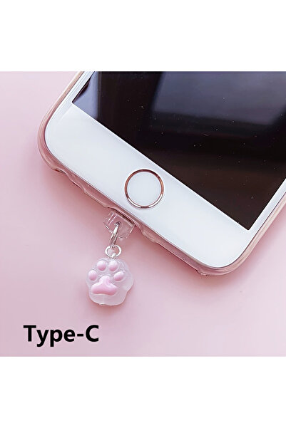 Choice4 A 1pc Cute Cat Paw Phone Dust Plug Pendant, suitable for iPhone and T...
