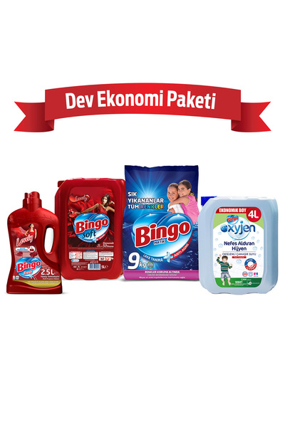 Bingo "Dev Ekonomi Paketi ; Matik 9 kg Sık Yıkananlar + Soft 5 ltLovely + Fre...