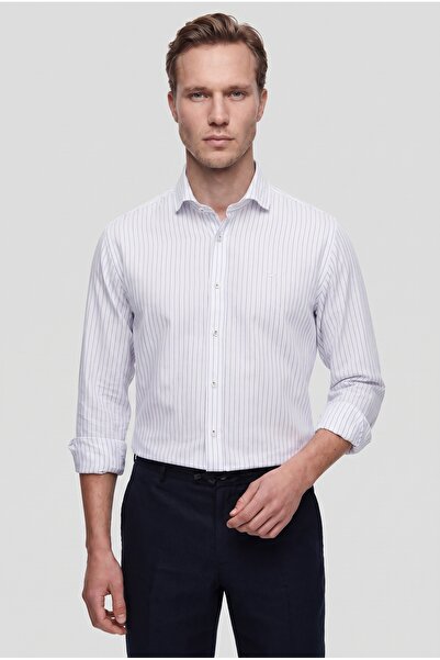 D'S Damat Ds Damat Comfort Beyaz Çizgili Gömlek