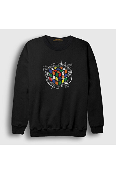 Presmono Unisex Black Solving Rubiks Cube Rubik Kupu Sweatshirt340632tt