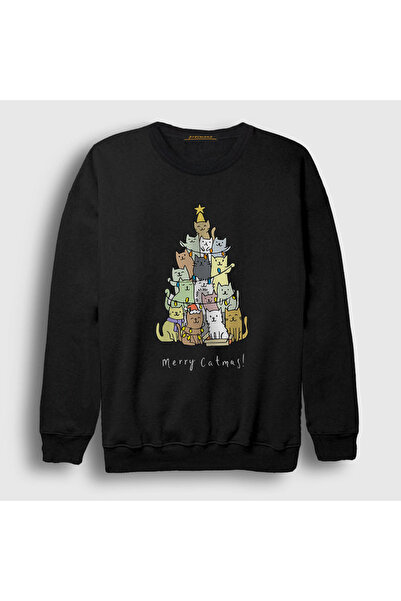 Presmono Unisex crna Merry Catmas mačka novogodišnja majica 270128tt