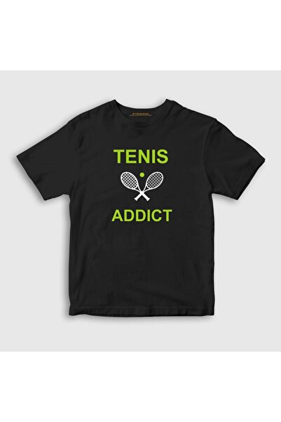 Presmono Unisex Kids Black Addict Sports Tennis Tennis T-shirt329848tt