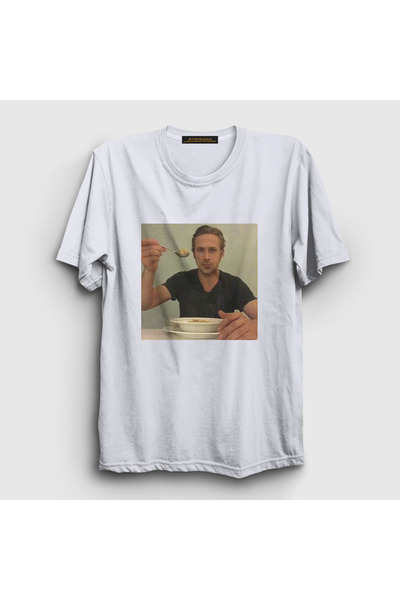 Presmono Unisex White Ryan Gosling Eats Cereal T-Shirt 562440Tt