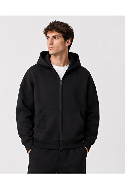 Deep sense Hanorac tip cardigan pentru bărbați, cu glugă și fermoar, oversize...