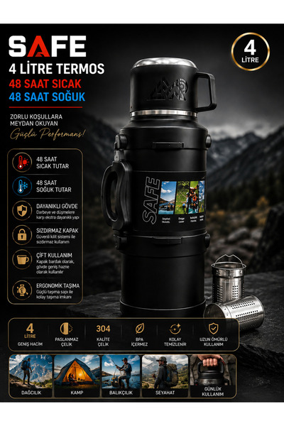 Genel Markalar SAFE 4 Litre Premium Termos