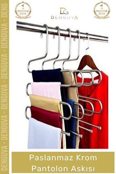 Denguva # Pants Hanger Durable Clothes Closet Organizer Non-Slip Grip Rustproof Chrome Pants Hanger