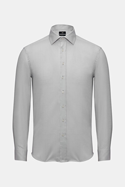 W Collection GRİ UZUN KOLLU KETEN GÖMLEK