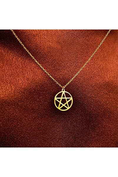 Choice Gold 14K Gold Plated Stainless Steel Pentagram Pendant Necklace For Wo...