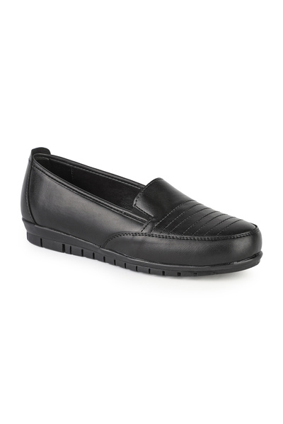 ERN SHOES İçi Hakiki Deri Tam Ortopedik Topuk Jelli Siyah Anne Ayakkabısı