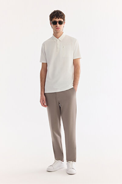 Avva Men's Mink Side Elastic Anti-Wrinkle Technical Fabric Slim Fit Chino Tro...
