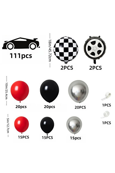 Choice Other As Picture Multicolor 111-Piece Racing-Themed Birthday Party Bal...
