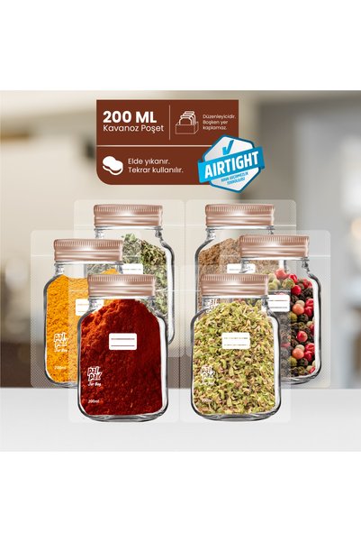 PALPAK Mini Size Copper Metal Lid Jar Looking Like a Storage Bag 6 Pieces-200 ml