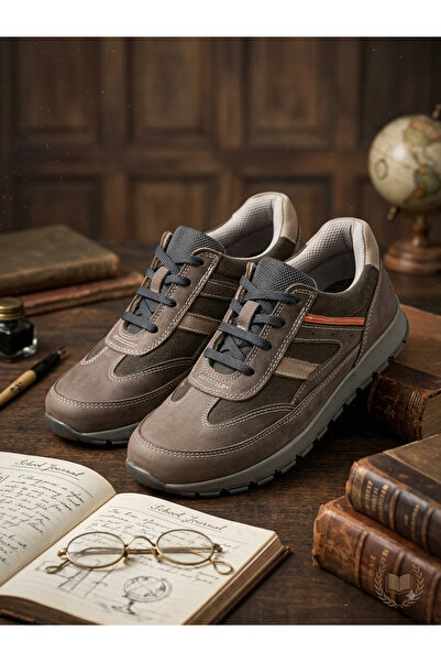 nuh kids Genuine Leather Smoked Gray Lace-Up Boys' Sports Shoes