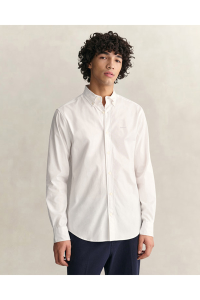 Gant Erkek Beyaz Regular Fit Düğmeli Yaka Oxford Gömlek