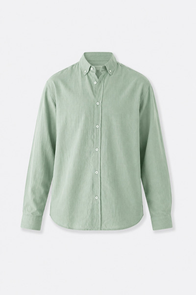 Gambocci Oversize Plain Shirt |   Linen Fabric Men's