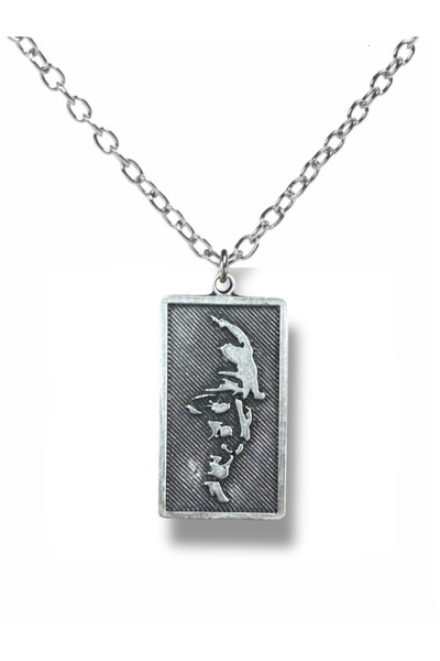 Herşey Nota Ataturk Silhouette Imprint Necklace – Silver Color Unisex Metal J...