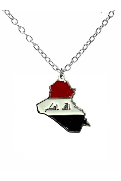 Herşey Nota Irak Haritası Figürlü Unisex Kolye – Zamak Kaplama 60 cm Zincirli...