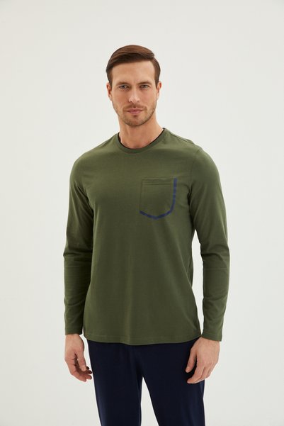 Kiğılı 3-Piece Knitwear Roblu Contrast Collar Cotton Pajama Set