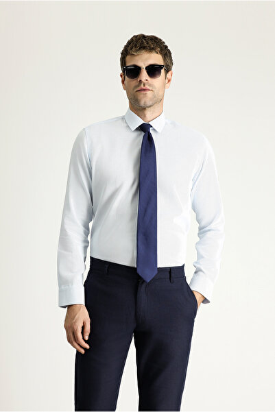 Kiğılı Uzun Kol Slim Fit Dar Kesim Klasik Desenli Pamuk Gömlek