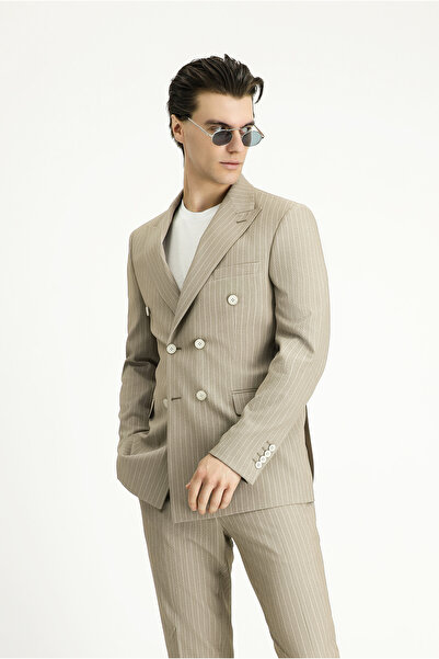 Kiğılı 7 Drop Slim Fit Striped Double Breasted Jacket
